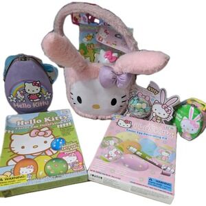 Vintage Hello Kitty Easter Basket Bundle Set 2005 And Up Bunny Rabbit Eggs